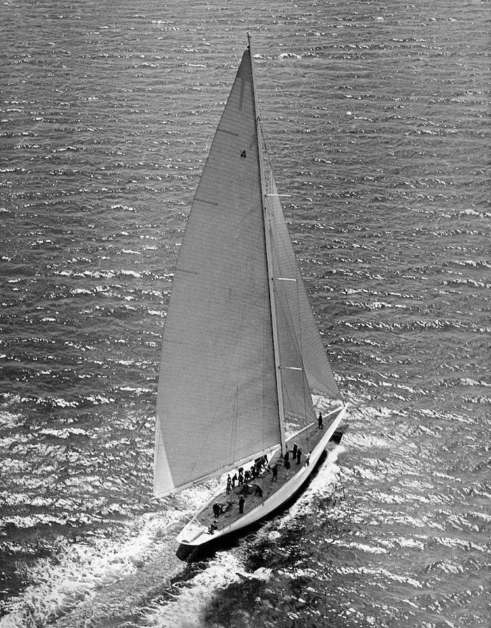 Americas Cup Rainbow Yacht Photograph by Underwood Archives