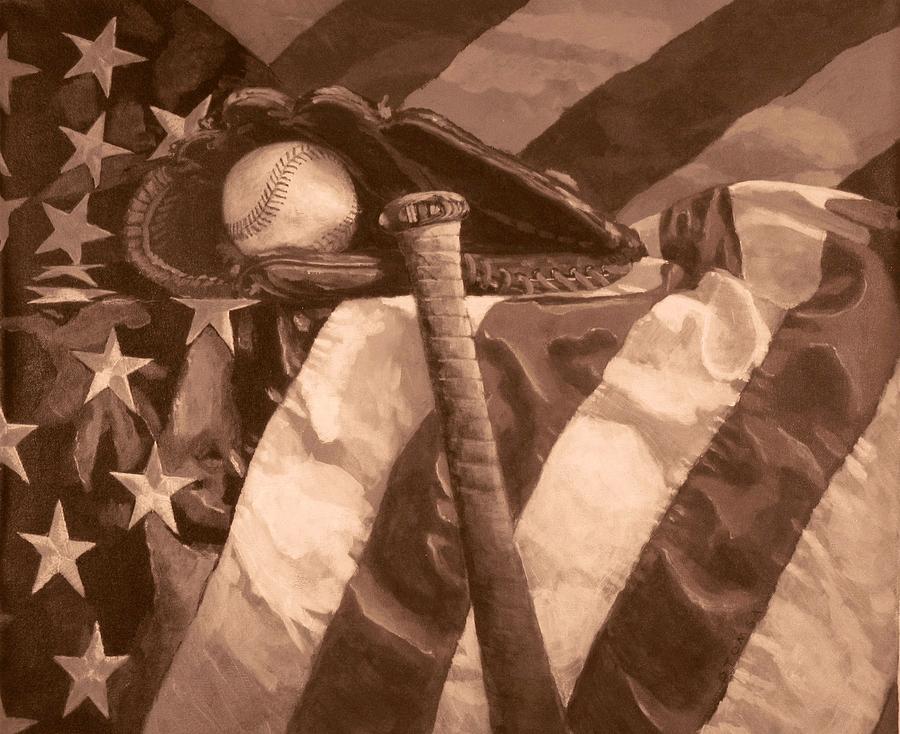 Americas Game in Sepia   Painting by Bill Tomsa