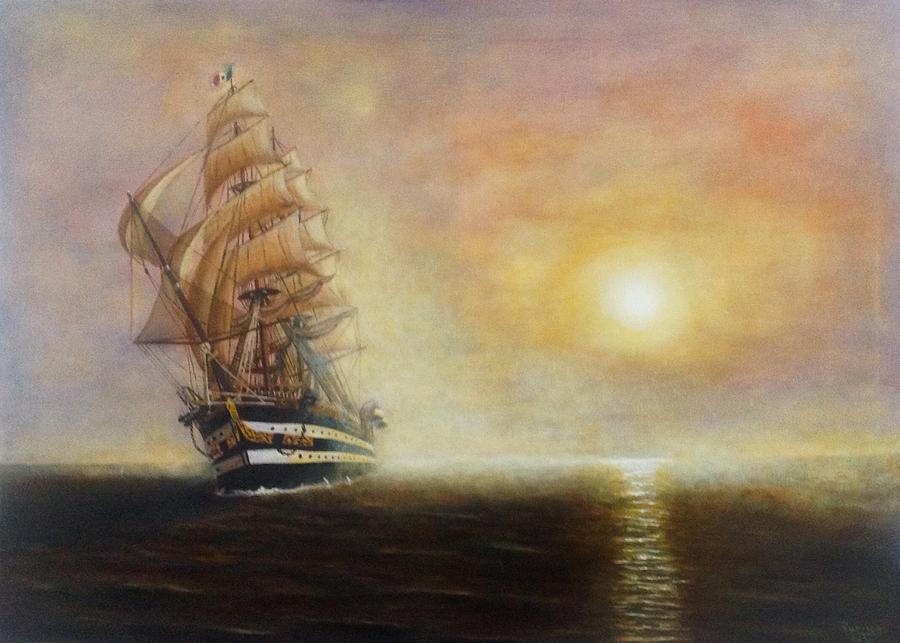 Amerigo Vespucci Al Tramonto Painting By Bruno Angius