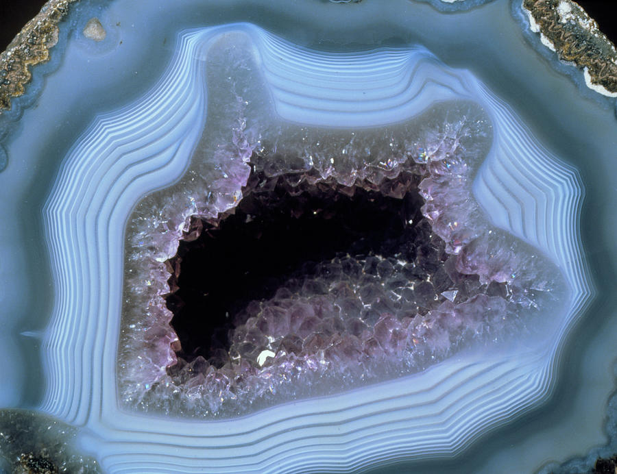Amethyst Crystals In An Agate Geode Photograph by Martin Land/science Photo Library