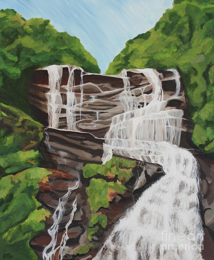 Amicalola Falls Painting by Annette M Stevenson