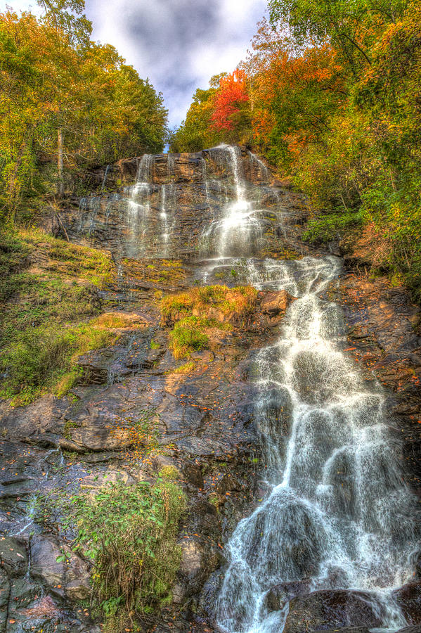 Amicolola Falls Amazing color of Fall  Photograph by Gerald Adams