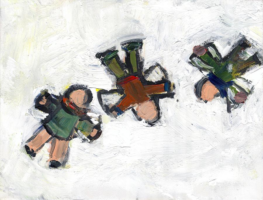 Amis dans la neige Painting by David Dossett