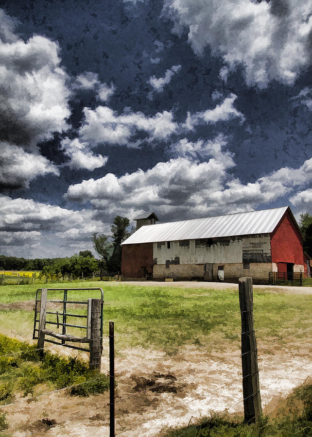 Amish Barn Digitally Painted Photograph by Kathy Clark