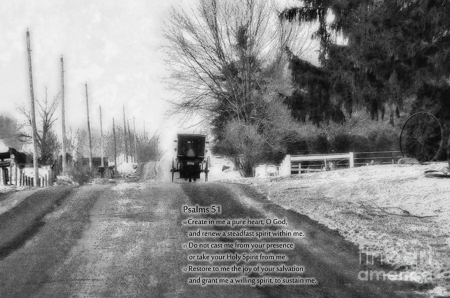 Amish Buggy and Psalms 51 Photograph by David Arment