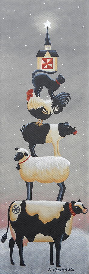 Sheep Painting - Amish Christmas Tree by Mary Charles