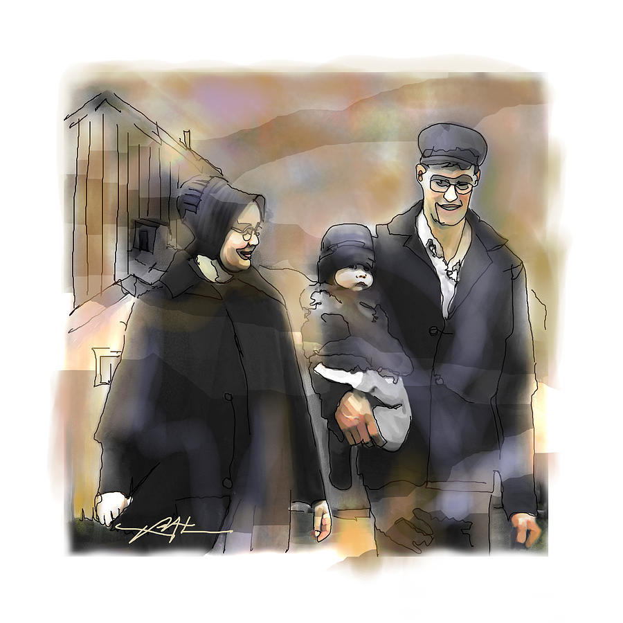 Amish Family Digital Art by Bob Salo