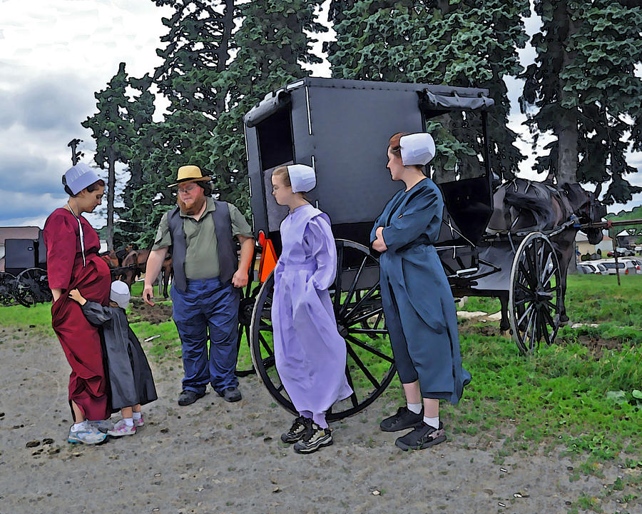 Horse Photograph - Amish Family Travelers by Brian Graybill