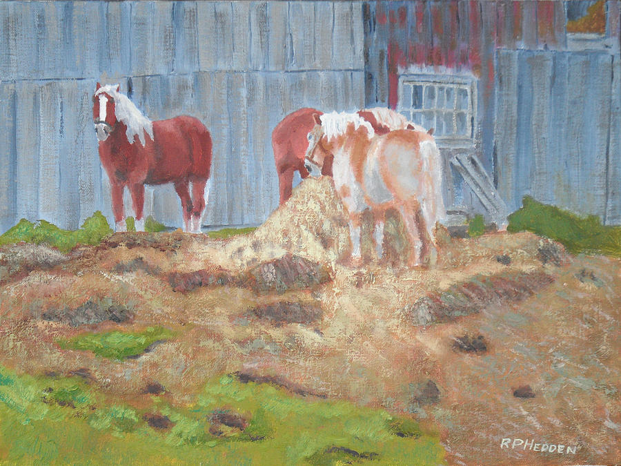Amish Farm draft Horses Painting by Robert P Hedden
