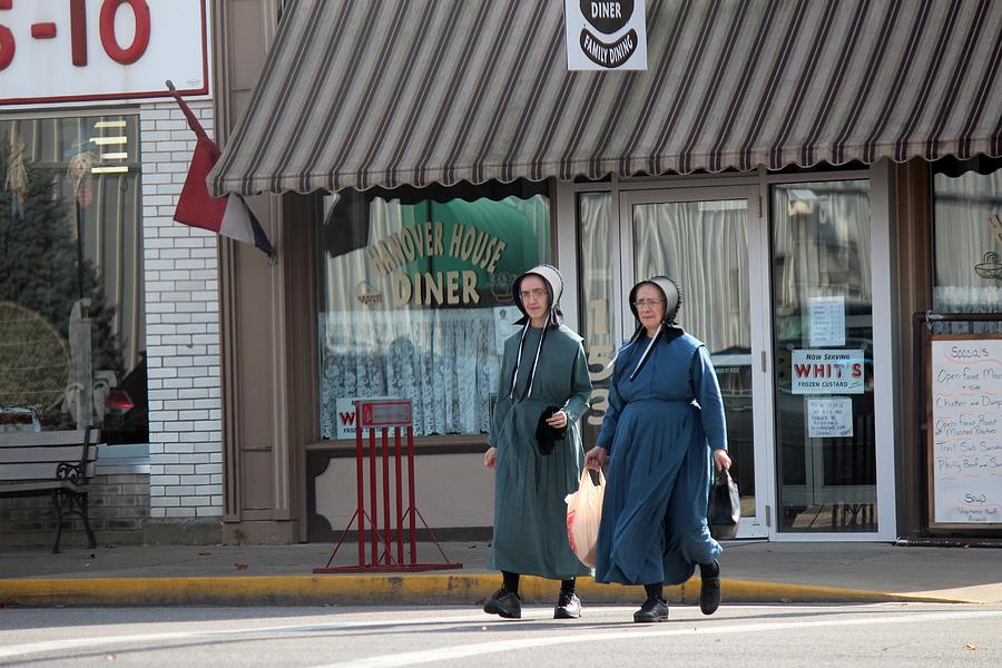 Fall Photograph - Amish Ladies Go Shopping by R A W M  