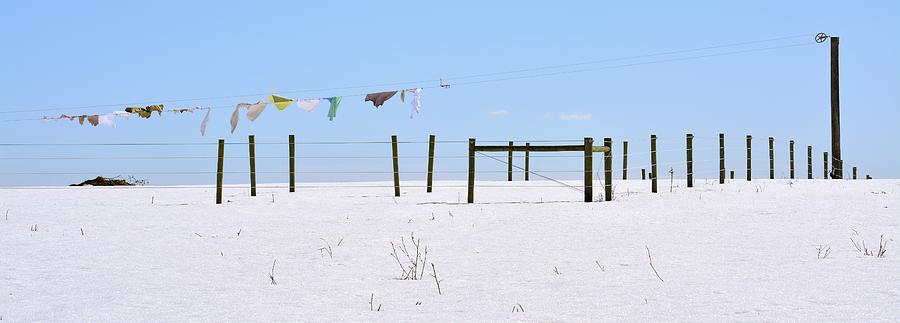 Amish Laundry Over Snow Photograph by Tana Reiff