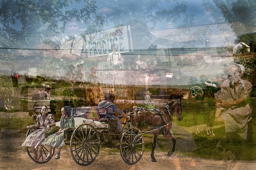 Market Photograph - Amish Market Day Blur by Randall Branham