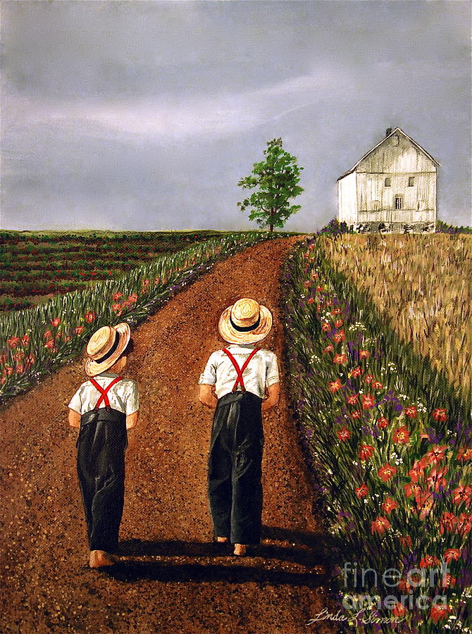 Flower Painting - Amish Road by Linda Simon