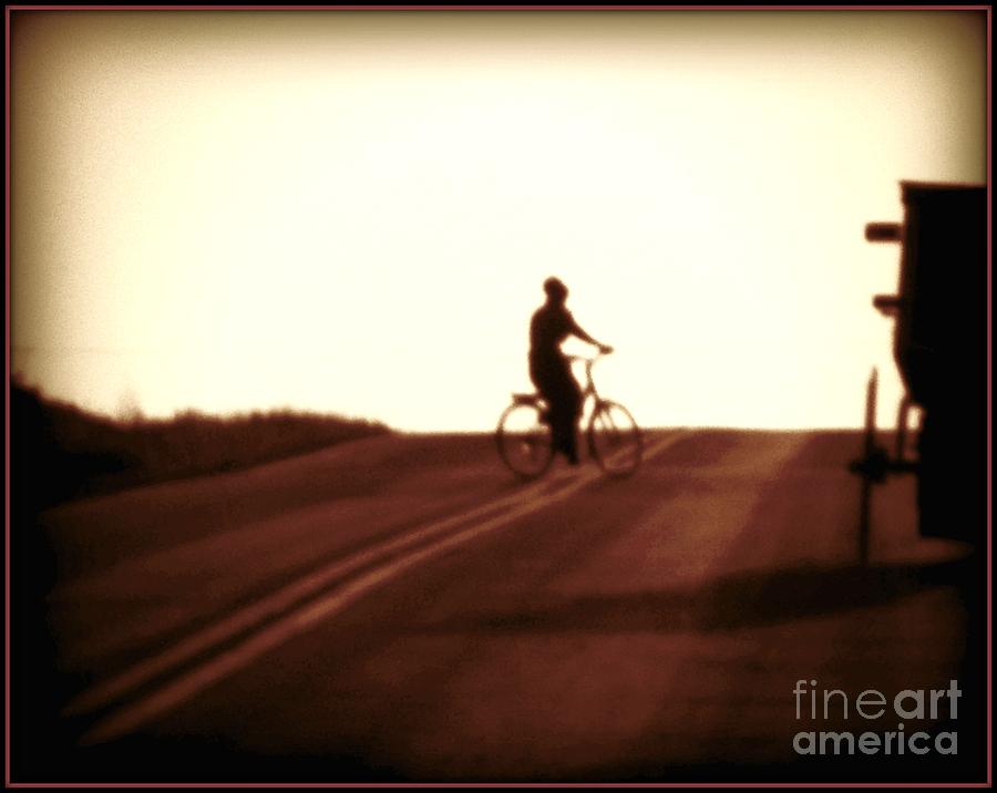 Bicycle Photograph - Amish Woman Cycles by Beth Ferris Sale