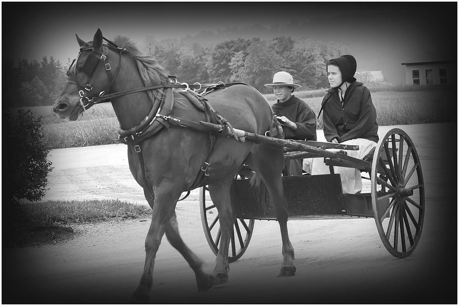 Horse And Buggy Photograph - AmishTeenage Rot Rod by Randall Branham