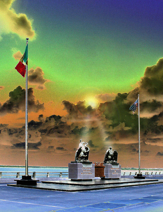 Mexican Flag Painting - Amistad Dam Sunset by Gonzalo Garcia G