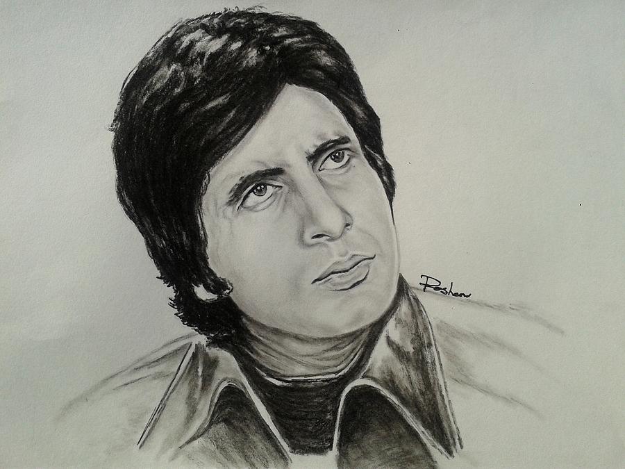 Pencil Sketch of Amitabh Bachchan | DesiPainters.com