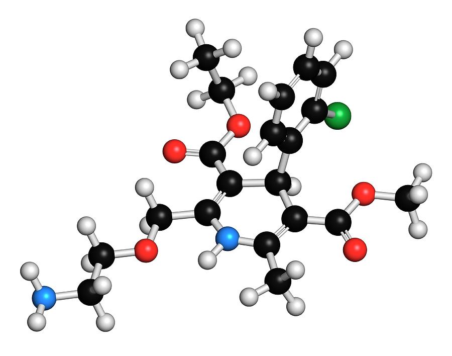 Amlodipine Photograph - Amlodipine Hypertension Drug Molecule by Molekuul