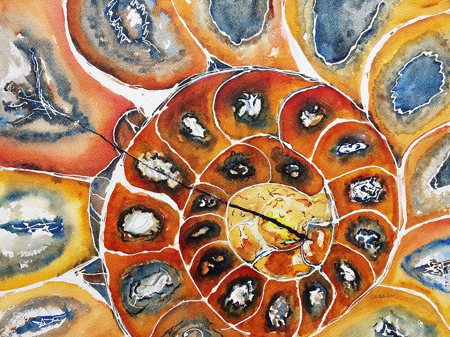 Ammonite Fossil Shell Painting by Carlin Blahnik