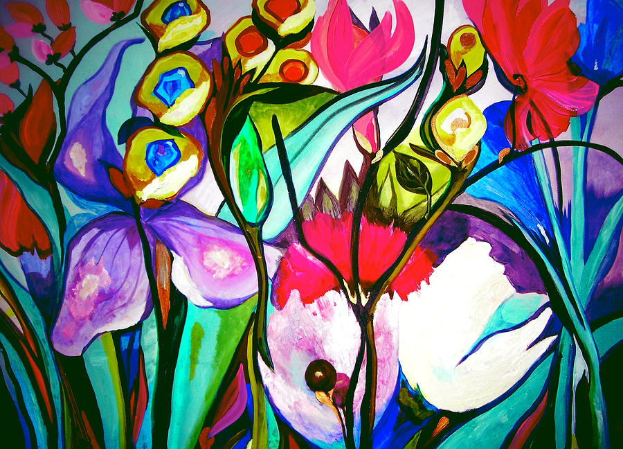 Floral Painting - Among flowers by Patricia Lazaro
