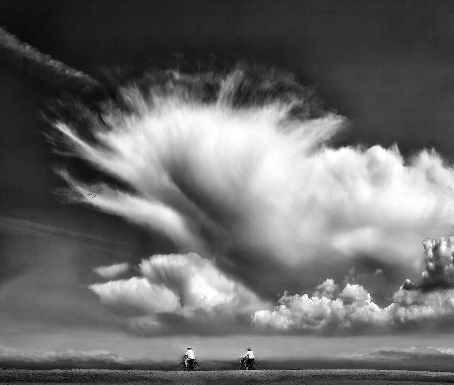 Black And White Photograph - Amongst The Clouds ... by Yvette Depaepe