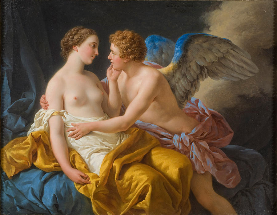 Louis Jean Francois Lagrenee Painting - Amor and Psyche by Louis-Jean-Francois Lagrenee