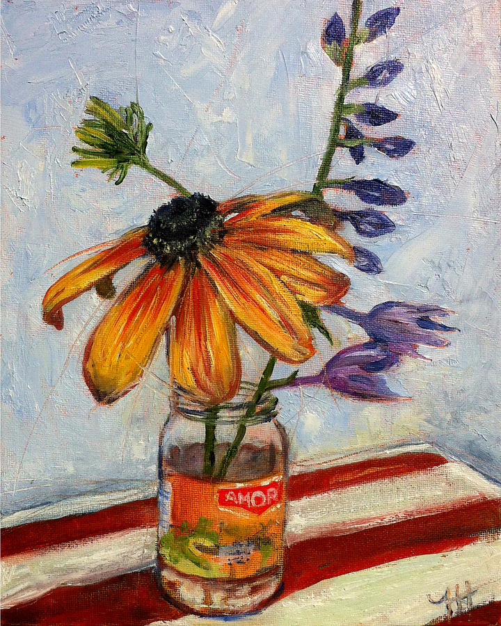 Sunflower Painting - Amor by Honey Hilliard