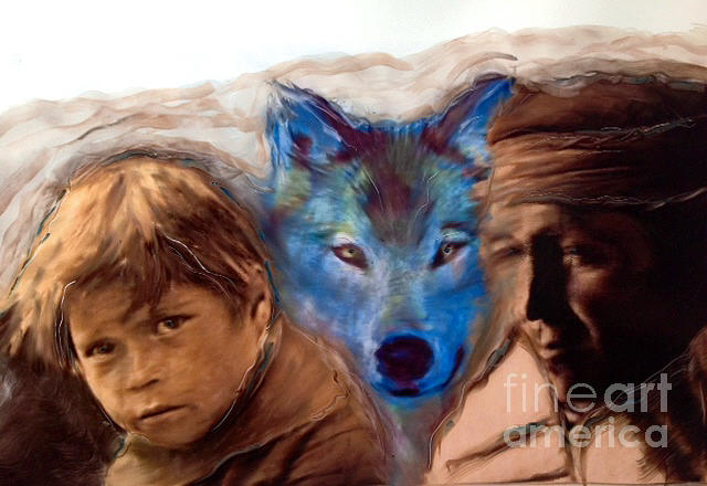 Amorax spirit of the Wolf Painting by FeatherStone Studio Julie A Miller