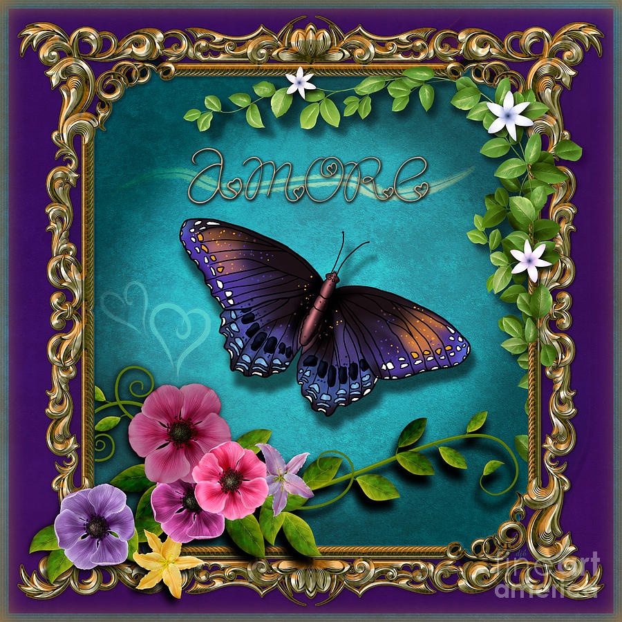 Butterfly Digital Art - Amore - Butterfly Version by Peter Awax