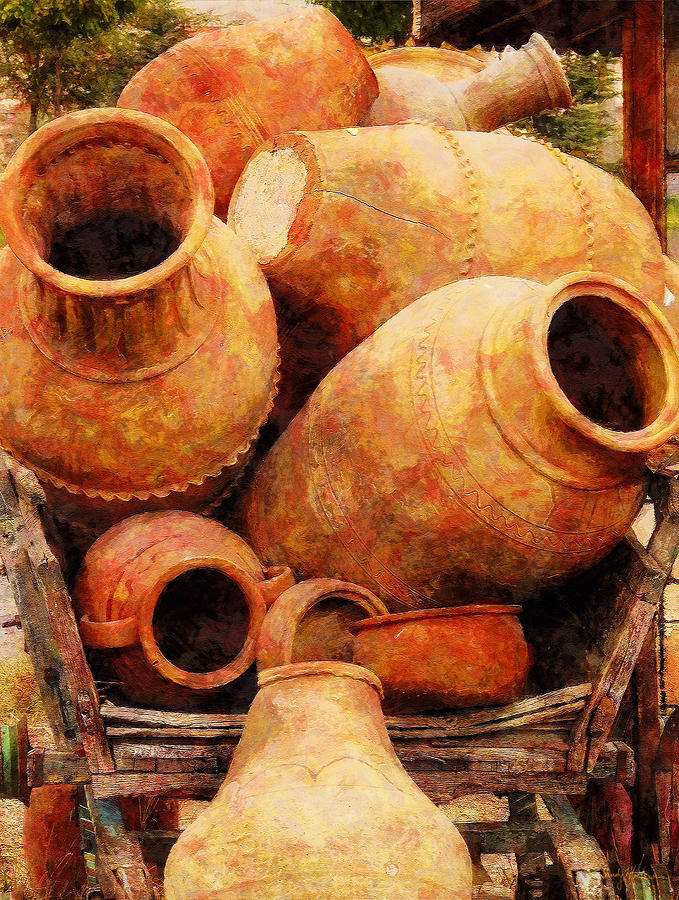Amphorae on a Cart Painting by Sandy MacGowan
