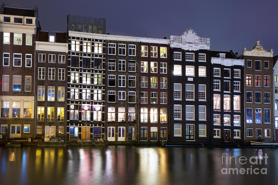 Architecture Photograph - Amsterdam at night by Jane Rix