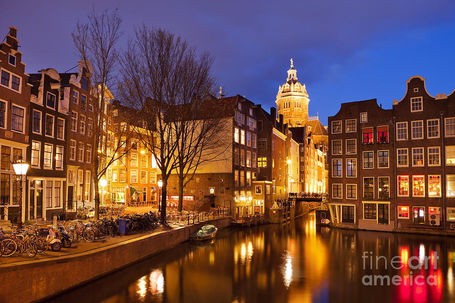 City Photograph - Amsterdam at night by Sara Winter