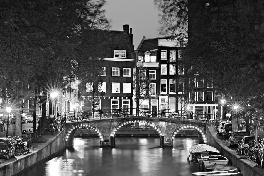 Architecture Photograph - Amsterdam Bridge at Night / Amsterdam by Barry O Carroll