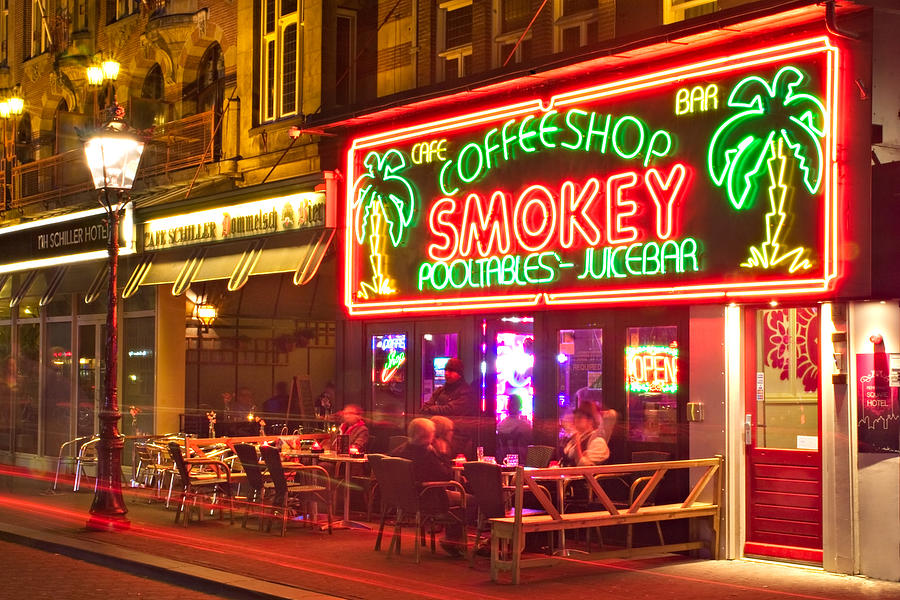 Amsterdam Photograph - Amsterdam Cafe at Night by Barry O Carroll