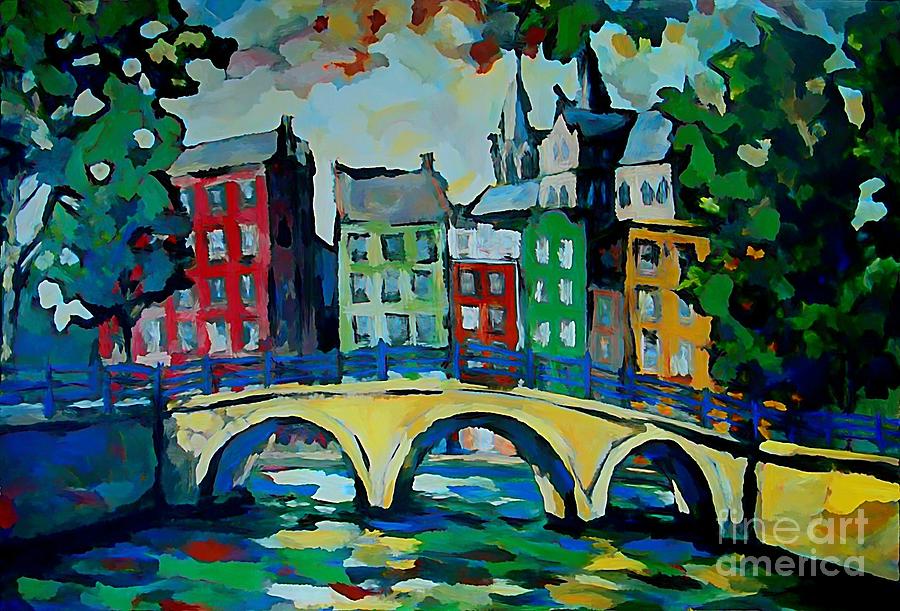 Bridge Digital Art - Amsterdam Canal by John Malone