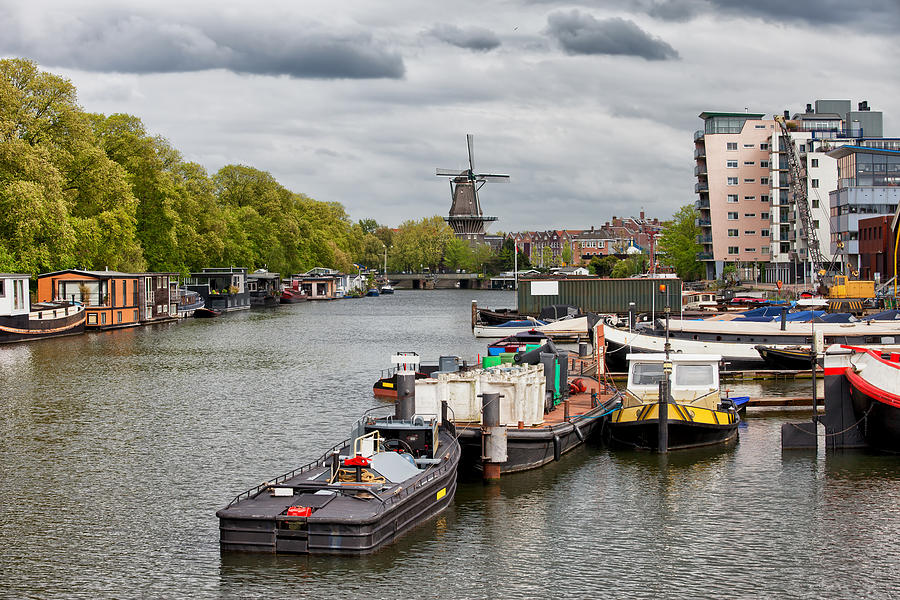 Amsterdam Cityscape from Nieuwevaart Canal Photograph by Artur Bogacki