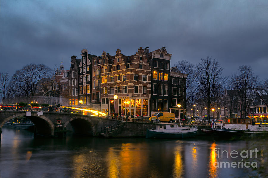 Bridge Photograph - Amsterdam Corner Cafe by Ann Garrett