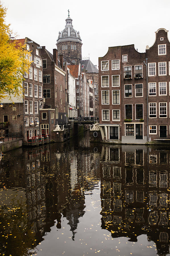 Amsterdam - Reflecting on Autumnal Canal Houses Photograph by Georgia Mizuleva