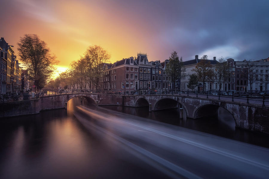 Sunset Photograph - Amsterdam - Keizersgracht by Jean Claude Castor