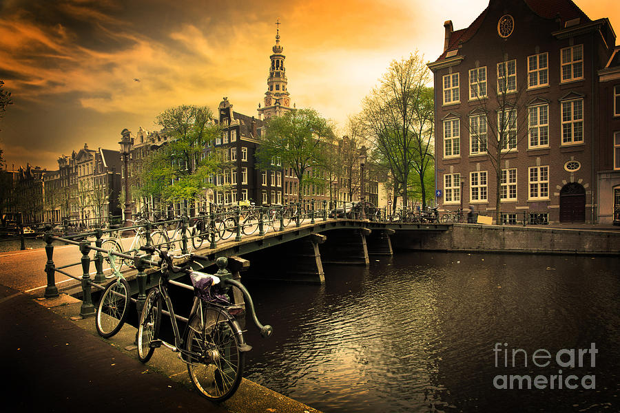 Amsterdam romantic canal bridge Photograph by Michal Bednarek