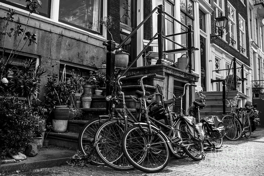 Amsterdam Street Scene In Black And White Photograph