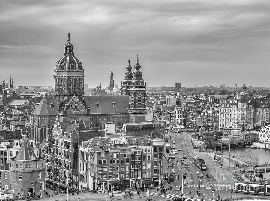 Amsterdam view with St.Nicolaaschurch Photograph by Patricia Hofmeester