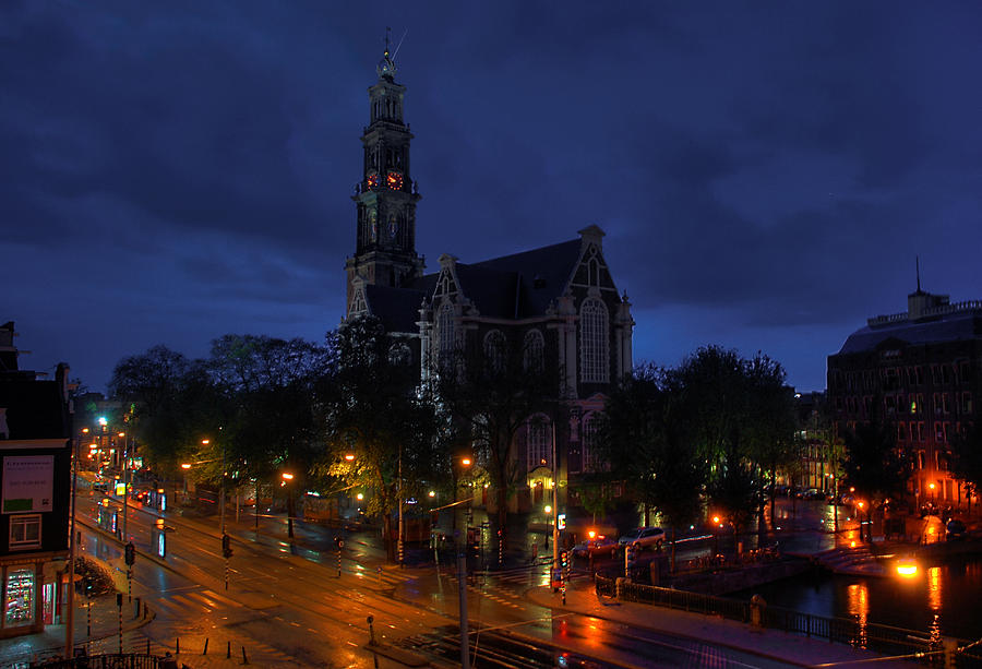 Amsterdam Westerkerk at night Photograph by Andrei SKY