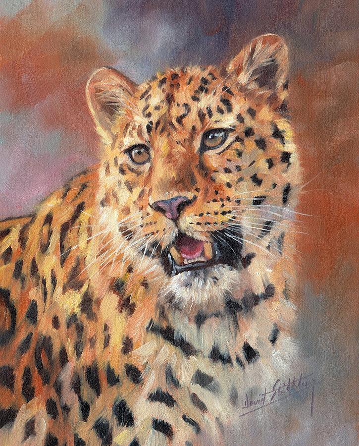 Amur Leopard Painting by David Stribbling