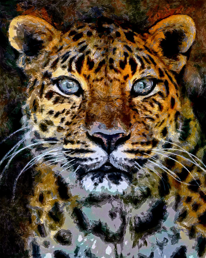 Amur Leopard Stare Digital Art by Ernest Echols