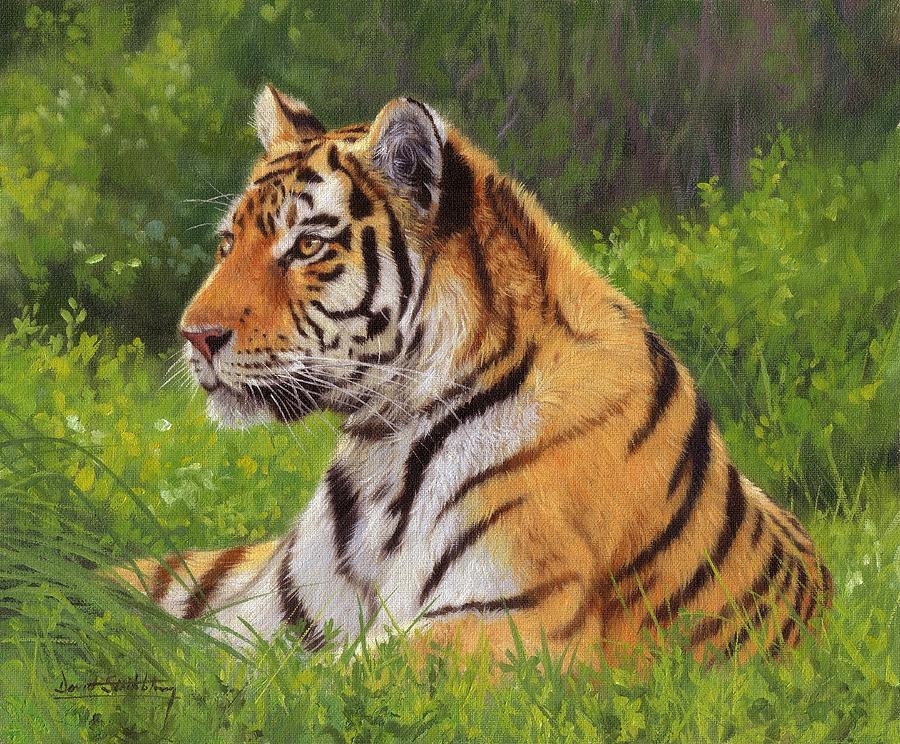 Amur Tiger Painting Painting by David Stribbling