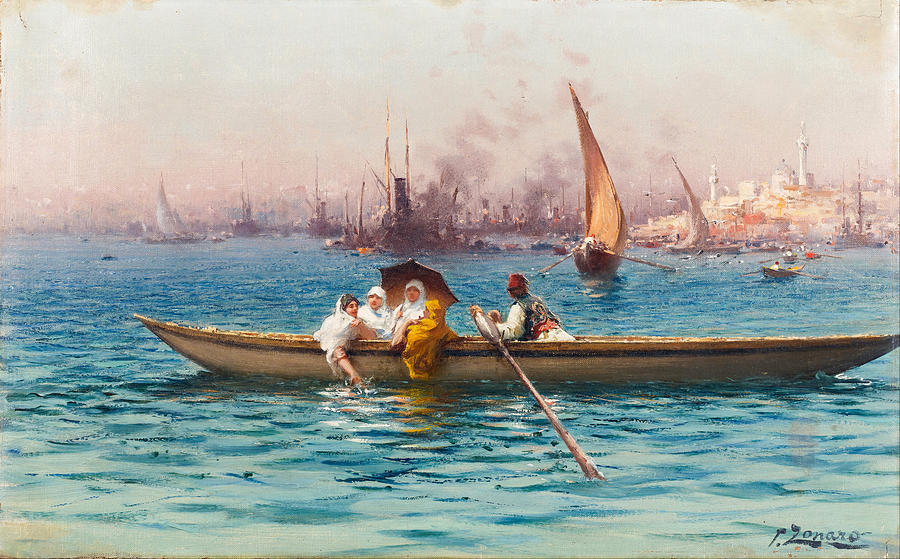 Amusement on the Caique Painting by Fausto Zonaro