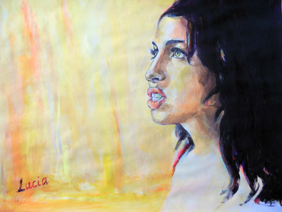 Amy - Back To Black Painting by Lucia Hoogervorst