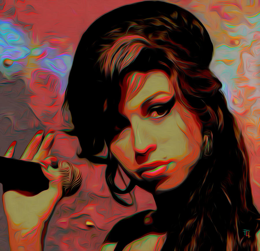 Music Painting - Amy Whinehouse by Fli Art
