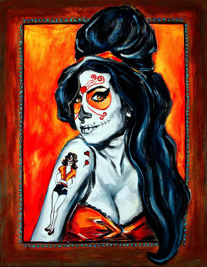 Amy Winehouse Painting - Amy Winehouse Day of the Dead by Jennifer Cahoon